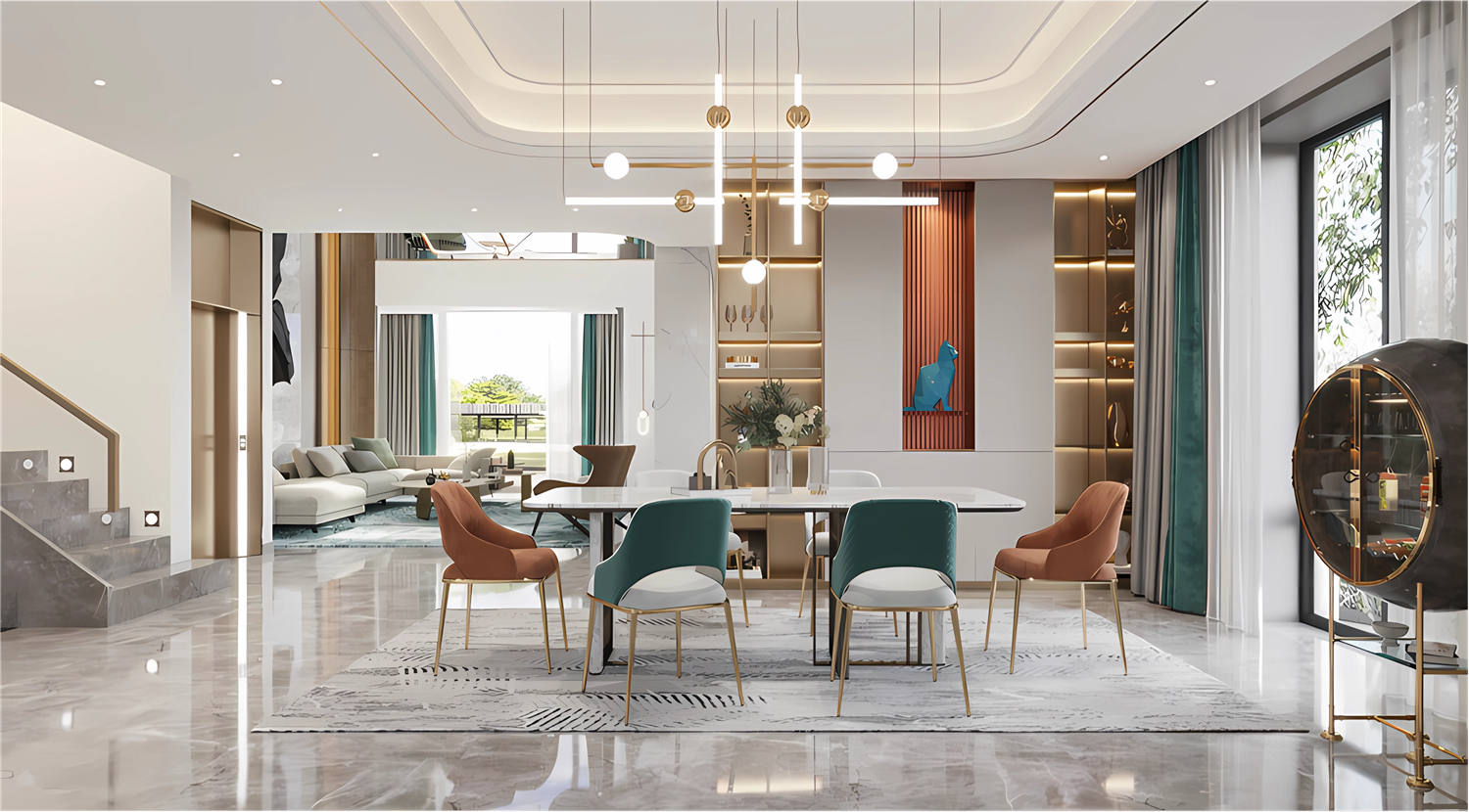 绿地美湖别墅装修,轻奢风格装修