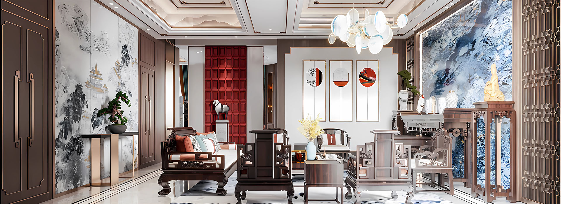 武汉别墅装修,新中式风格